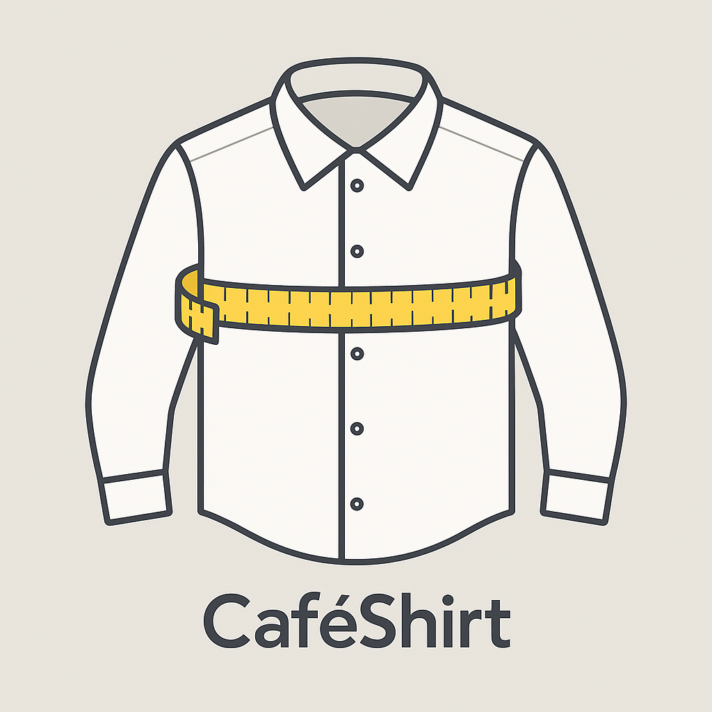 راهنمای اندازه‌گیری سایز پیراهن مردانه CaféShirt